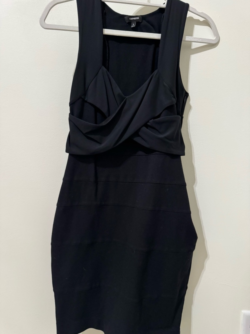 Express Black Draped Neck Mini Dress